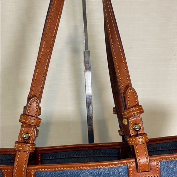 Dooney & Bourke Blue Tote with Brown Trim - Picture 5 of 16